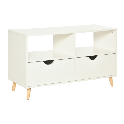 HOMCOM 99cm TV Stand Media Unit Cabinet w/ Shelves Drawers Storage Centre White