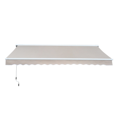 Outsunny 2.95Lx2.5M Retractable Manual/Electric Awning-Cream White/White