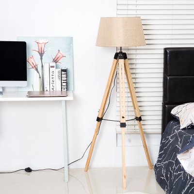 HOMCOM Classic Tripod Floor Lamp, Adjustable Height-Cream White