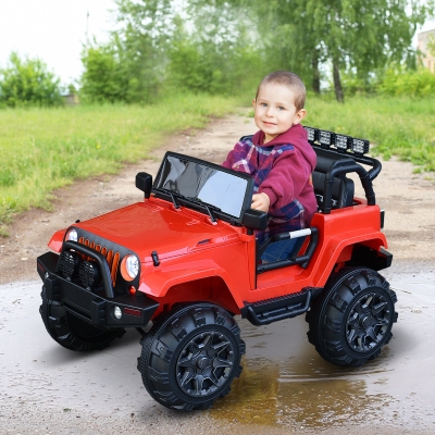 HOMCOM 2 Speed Electric Ride On Car 12V Battery w/ Headlights MP3 Connection & Suspension Remote Control in Red