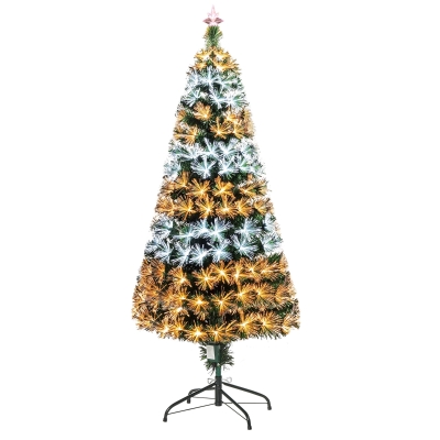 HOMCOM 6ft Artificial Pre-Lit PVC Christmas Tree Green