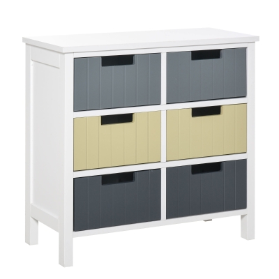 HOMCOM Chest of Drawers Storage Side Cabinet w/ 6 Detachable Drawers Home Furniture