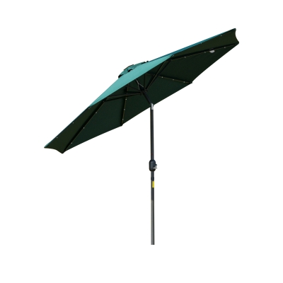 Outsunny 2.7m Patio LED Umbrella with Push Button Tilt/Crank 8 Rib Sun Shade Parasol