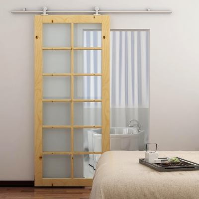 HOMCOM 6.6ft Home & Office Glass Sliding Door Silver