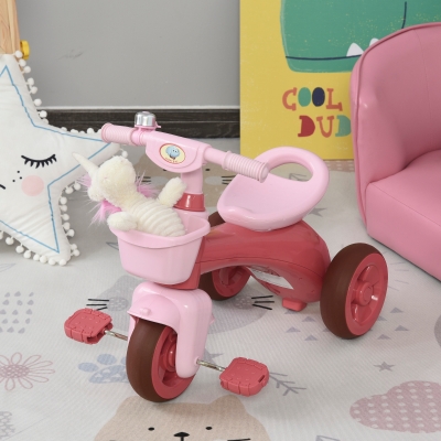 HOMCOM Kids 3-Wheel ABS Tricycle Pink