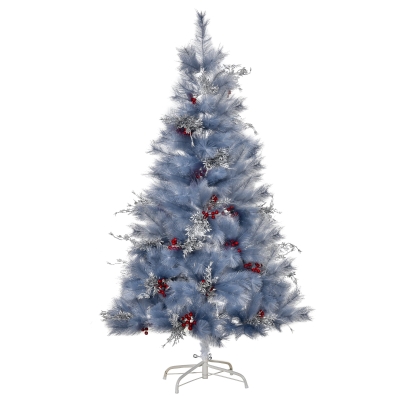 HOMCOM 5ft Christmas Decorations Christmas Tree W/Replica Berry And Spruce - Grey