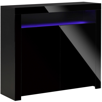 HOMCOM High Gloss LED Cabinet Cupboard Sideboard Buffet Console with RGB Lighting