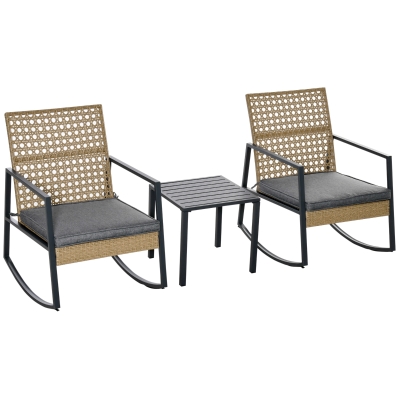 Outsunny Ensemble de jardin 3 pièces style colonial métal résine