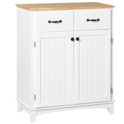 HOMCOM Coastal Style Kitchen Buffet Sideboard Storage Cabinet Tableware Organizer with Drawers for Living Room, Dining Room, Bathroom, Entryway