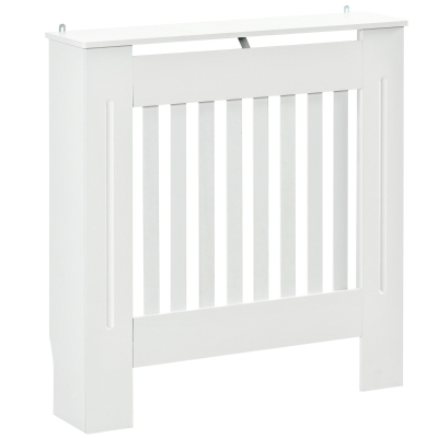 HOMCOM MDF Radiator Cover Wooden Cabinet Shelving Home Office Vertical Slattted Vent White 78L x 19W x 81H