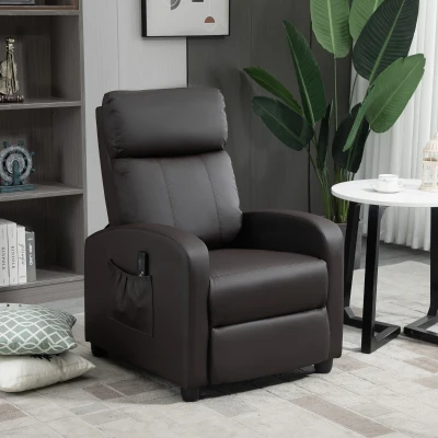 HOMCOM Poltrona de Massagem Reclinável com 2 Zonas de Massagem 8 Programas e 5 Níveis de Intensidade 68x88x98 cm Marrom Escuro