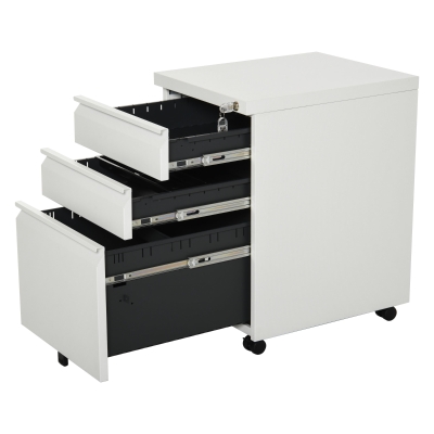 Caisson de Bureau Rangement sur Roulettes 3 Tiroirs