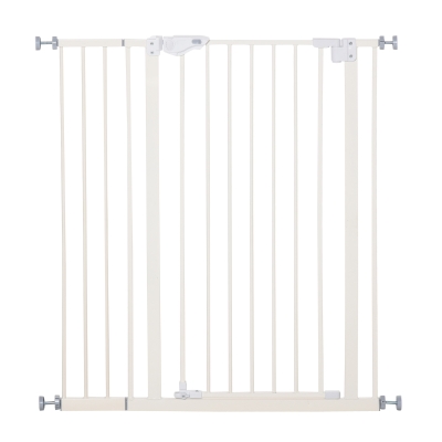 PawHut Barrera de Seguridad para Puertas y Escaleras Barrera para Perros Mascotas con Cierre Automático Extensión 17,5 cm Montaje sin Agujeros Metal 92-102x104,1 cm Blanco