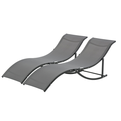 Lot de 2 bains de soleil pliables alu. textilène