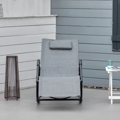 Outsunny Espreguiçadeira de Balanço de Exterior para Jardim Terraço Pátio Carga Máxima 160Kg 61x160x79 cm Cinza