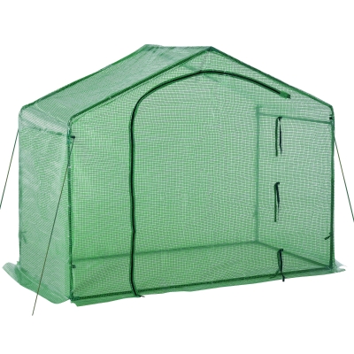 Outsunny Walk In PE Greenhouse Garden Outdoor Flower Planter Steel Frame with Zipped Door & Window 180 x 105 x 165CM