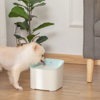 PawHut Dispensador de Água para Gatos 3L Fonte de Água Automática para Cães e Gatos com Sensor Infravermelho 3 Modos e Luz Indicadora LED 21x20x18cm Branco e Azul