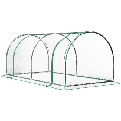 Outsunny Estufa 200x100x80cm para Jardim Terraço Cultivo de Plantas Estufa com Estrutura de Aço Cobertura PVC Transparente
