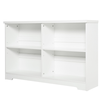 HOMCOM Simple Modern 4-Compartment Low Bookcase 2-Tier w/ Moving Shelves Cube Display Storage Unit Home Office Living Room Furniture White