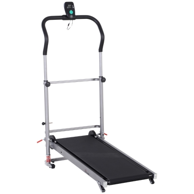 HOMCOM Cardio Running Walking Machine Non-Motorised Manual Treadmill 7° or 9° Angle LCD Monitor Display Fitness Trainer
