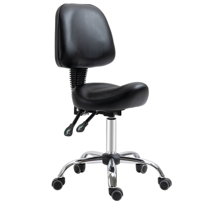 HOMCOM Saddle Stool PU Leather Salon Chair for Massage Spa Clinic Beauty Tattoo Black