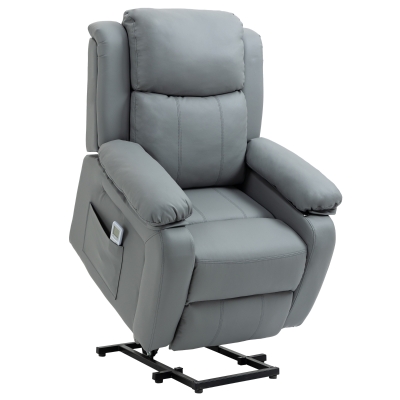 HOMCOM Electric Power Lift Recliner Chair Vibration Massage Sofa Lounge, Grey