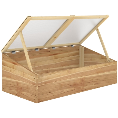 Outsunny Wood Cold Frame Greenhouse Polycarbonate Grow House for Outdoor, Natural