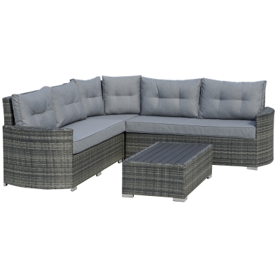 Outsunny 5-Seater Aluminium Outdoor PE Rattan Sectional Conversation Sofa Set