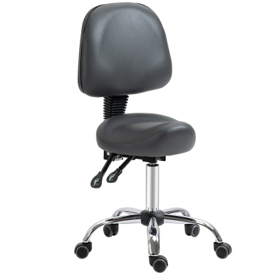 HOMCOM Saddle Stool PU Leather Salon Chair for Massage Spa Clinic Beauty Tattoo Grey