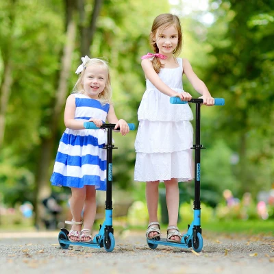 HOMCOM Kids Scooter Foldable Kick Scooter with Adjustable Height Brake for Boys and Girls