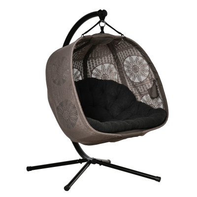 Outsunny Hängesessel für zwei Personen Farbe Schwarz+Sand 132L x 126B x 172H cm