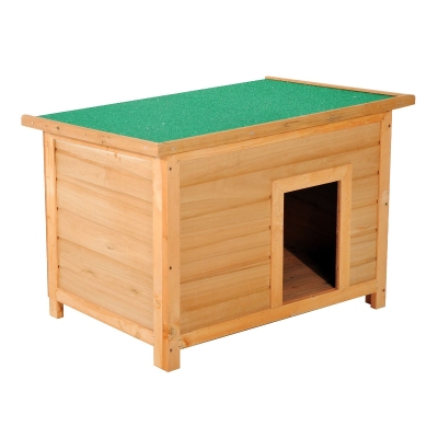 PawHut Caseta para Perro 85x58x58 cm Madera Impermeable con Tejado Verde Abatible y 4 Pies Antideslizantes