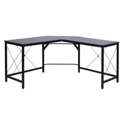 HOMCOM Corner Gaming Desk L-Shape Computer PC Workstation Home Office Three Worktop Writing Table 76x150cm Black