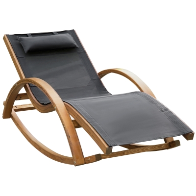 Chaise longue à bascule bois textilène