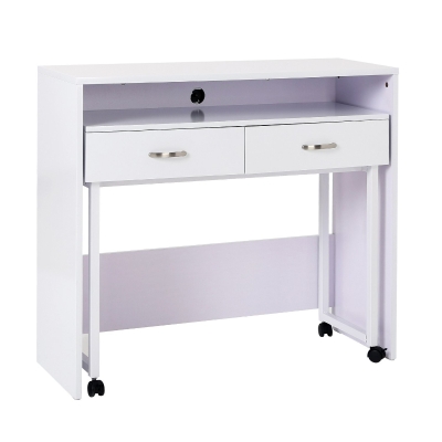 HOMCOM Juego de 2 Mesa Escritorio 100x36x88cm/94x34x75cm Mesa de Ordenador PC Oficina Despacho Estudio Dormitorio de Escuela Mesa Consola Escritorio Mesa Extensible