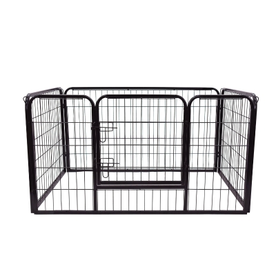 PawHut Jaula de Macotas Valla Parque para Perro Gato con Puerta Doble Seguro Tubo Rectangular Hierro 129x84x70 cm Negro