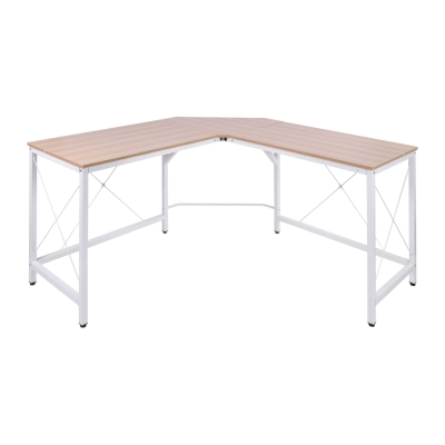 HOMCOM Mesa de Ordenador PC Escritorio para Oficina Hogar Tipo Mesa Esquinera Forma L Marco Acero 150x150x76cm Roble