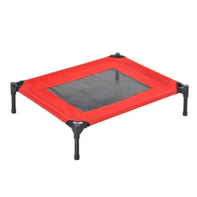 PawHut Cama Elevada para Perros Gatos Portátil Cama para Mascotas con Zona de Malla Transpirable y Tela Oxford Marco de Acero para Interior Exterior 76x61x18 cm Rojo