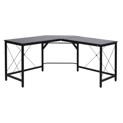 HOMCOM Escritorio Mesa de Ordenador PC para Oficina Hogar Tipo Mesa Esquinera Forma L Marco Acero 150x150x76cm Negro