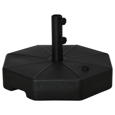 Outsunny Base de Sombrilla Rellenable de Agua 28 kg o Arena 40 kg Soporte de Parasol Octagonal Apto para Postes de 38mm 48 mm para Jardín Terraza Ø60x36 cm Negro