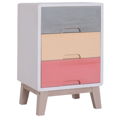 HOMCOM Cajonera Cómoda 3 Cajones Mesilla de Noche para Dormitorio Salón Organizador Almacenaje 30x34x51cm Madera Maciza