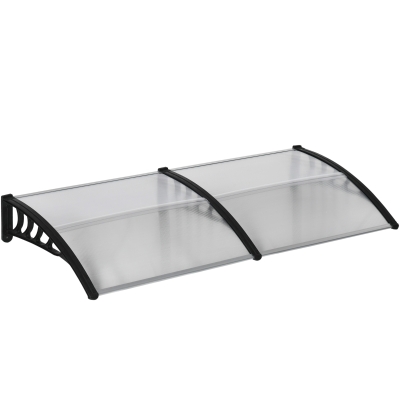 Outsunny Tejadillo de Protección 200x100 cm Marquesina Exterior para Puertas y Ventanas contra Sol y Lluvia con Soporte Aleación de Aluminio Policarbonato Transparente