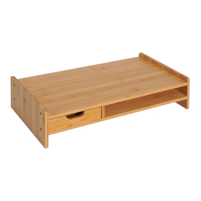 HomCom® Monitor Soporte de Bambú Elevador de Pantallas Mesa de Ordenador Portátil
