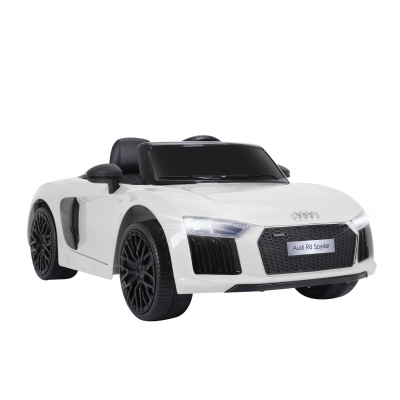 HOMCOM Coche Eléctrico Audi R8 con Mando a Distancia MP3 USB Luces y Sonidos Apertura de Puerta para Niño mayores de 3 años 123x71x49cm Carga 30kg Color Blanco