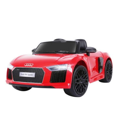 HOMCOM Coche Eléctrico para Niño 3+ Años Audi R8 con Mando a Distancia MP3 USB Luces y Sonidos Apertura de Puerta 123x71x49cm Carga 30kg Color Rojo