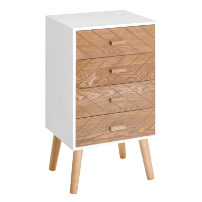 HOMCOM Mesita de Noche Madera con 4 Cajones Comoda Rústica Cajonera Mesilla Mueble para Dormitorio Armario Almacenamiento 40x30x75cm