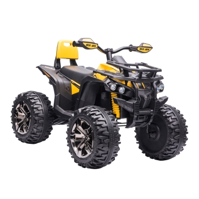 HOMCOM Quad Eléctrico 12V para Niños +3 Años con Faros Música Neumáticos de Suspensión Botones Avance y Retroceso Vehículo Eléctrico a Batería 100x65x73 cm Amarillo