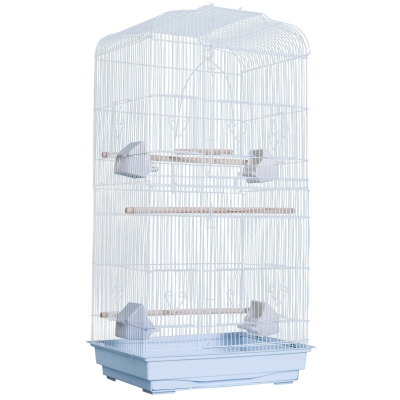 PawHut Voliera per Uccelli Gabbia per Uccelli Voliera Pappagalli Bianco 47.5x36x91cm