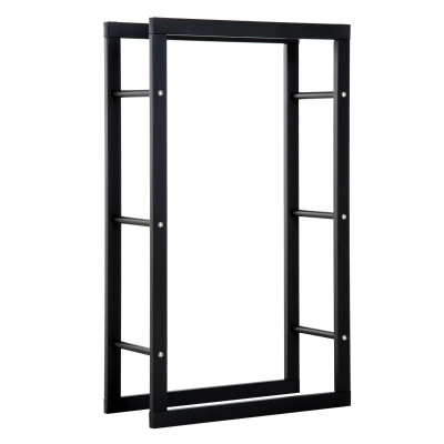 Homcom Porta Legna Ferro per Casa e Giardino 60x25x100cm, Nero