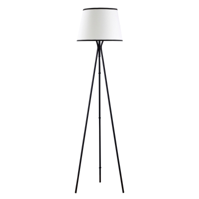 HOMCOM Lámpara de Pie para Salón con Trípode de Metal Pantalla de Tela Casquillo E27 Máx. 40W e Interruptor de Pie Diseño Moderno para Dormitorio 50x50x170 cm Blanco y Negro